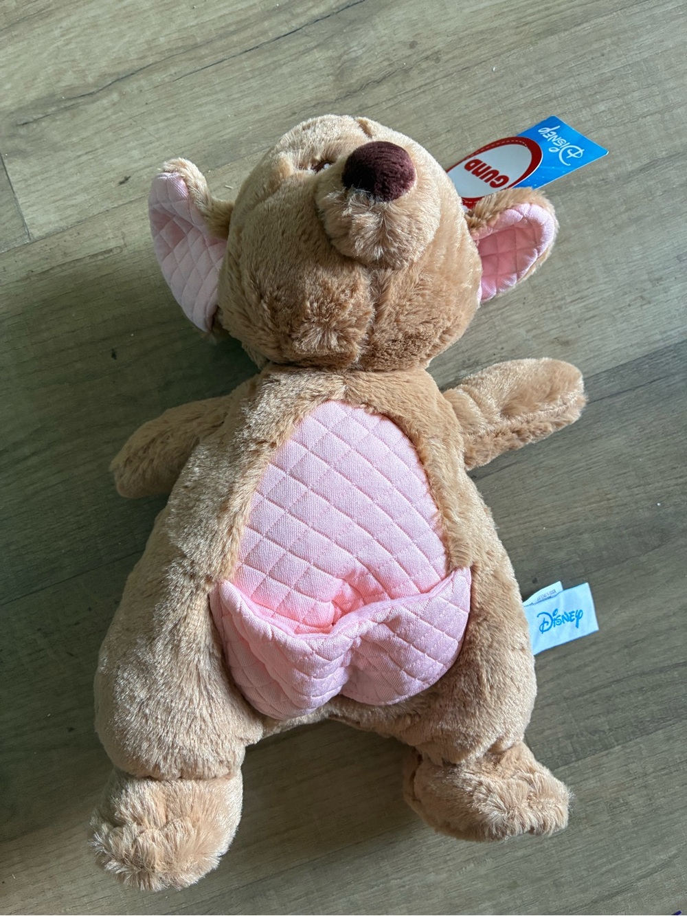 Gund Disney Tan Plush Mouse with Pink Quilted Belly & Ears